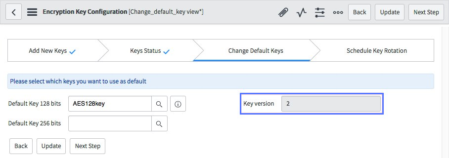 Change default keys, Key version