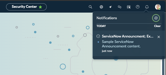 Security notification on the security center dashboard