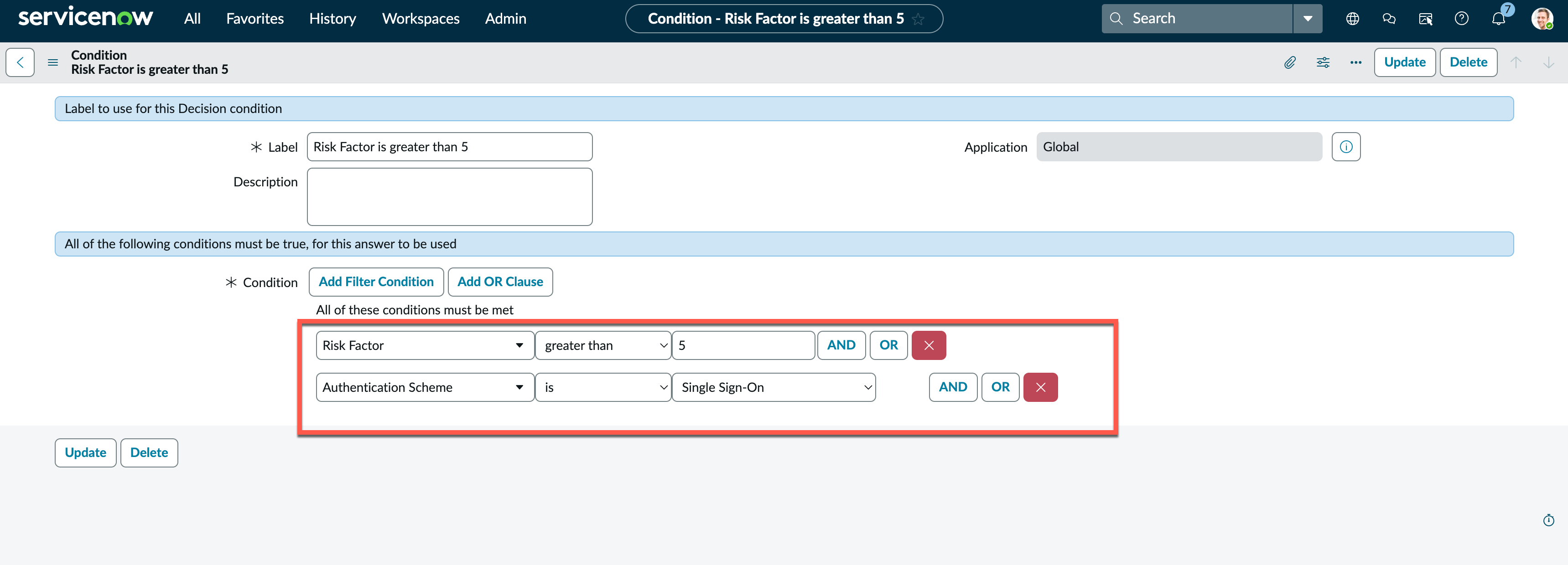 Policy input condition