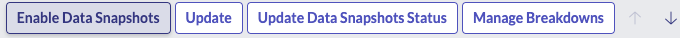 O botão Habilitar snapshots de dados em um registro de indicador.