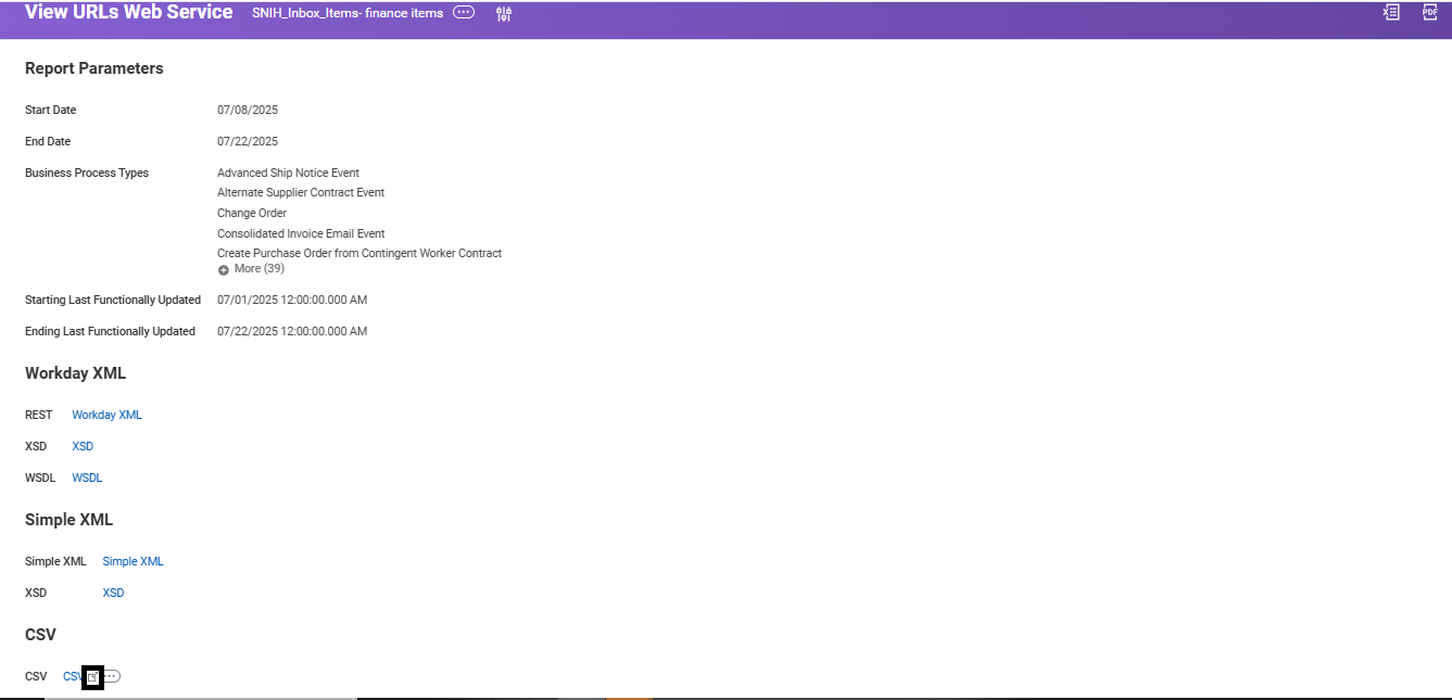Click the marked icon in the CSV section.