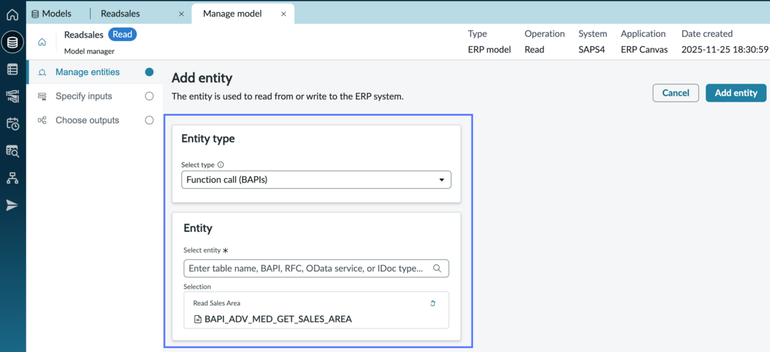 Select the type of entity you're adding and the specific entity.