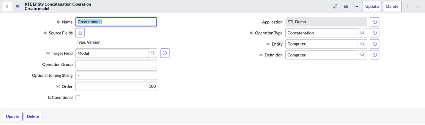 An RTE Entity Concatenation Operation for the Computer entity.