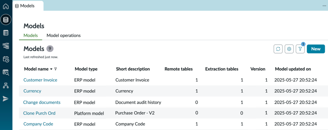 Zero Copy Connector for ERP models page