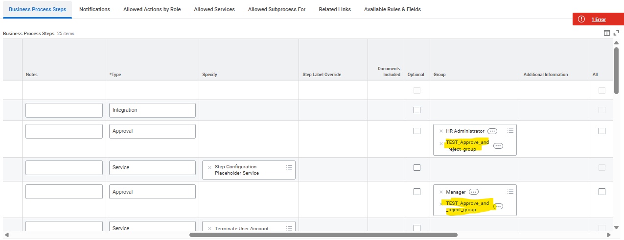 Select integration system security group.