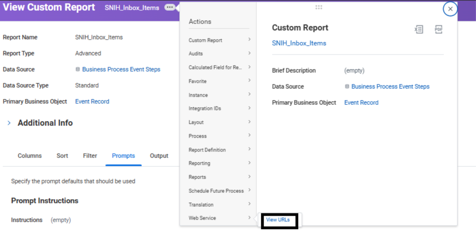 Report Business Object.