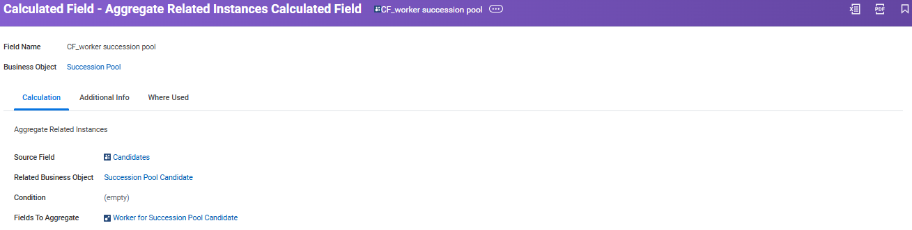 CF_worker succession pool calculated field configuration