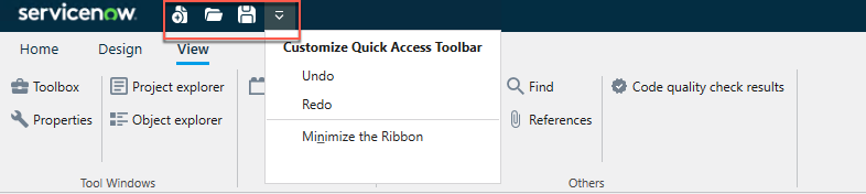 Quick access toolbar.