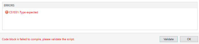 Error pane for Script Editor