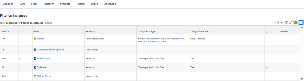 Filter on Instances with multiple conditions