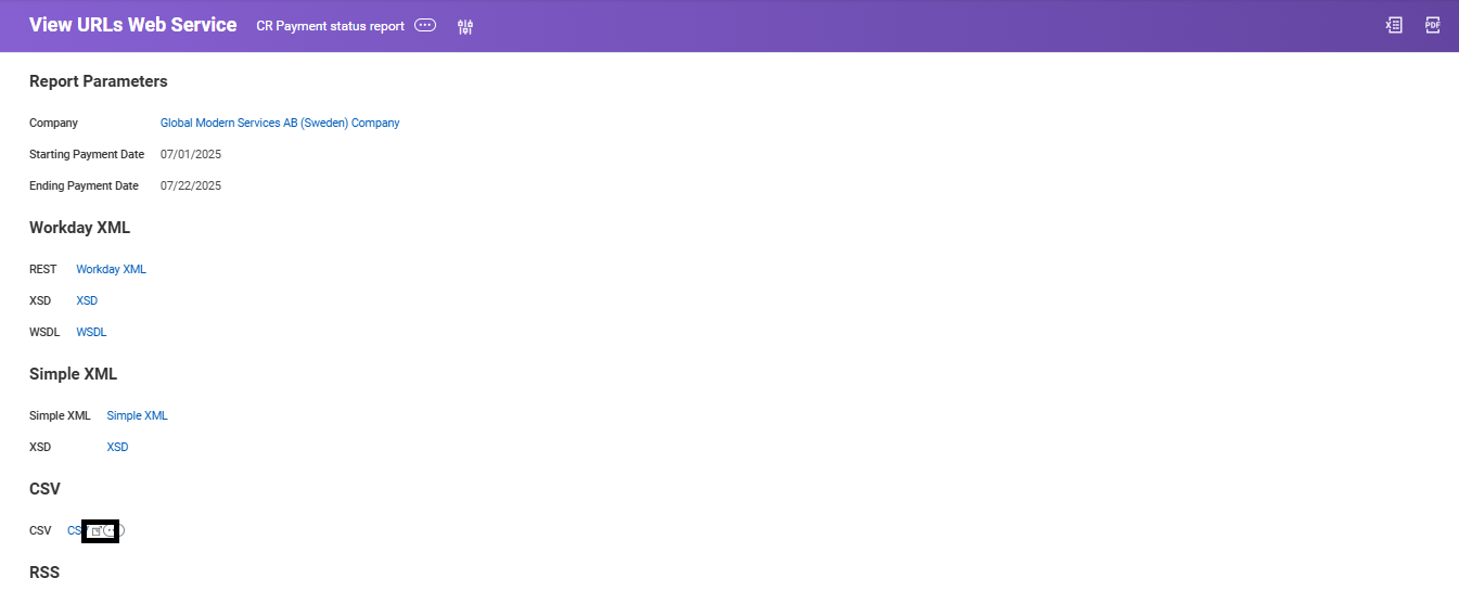 Click the marked icon under CSV section.
