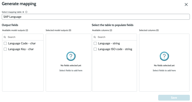 Generate mapping overlay with select mapping table field highlighted.