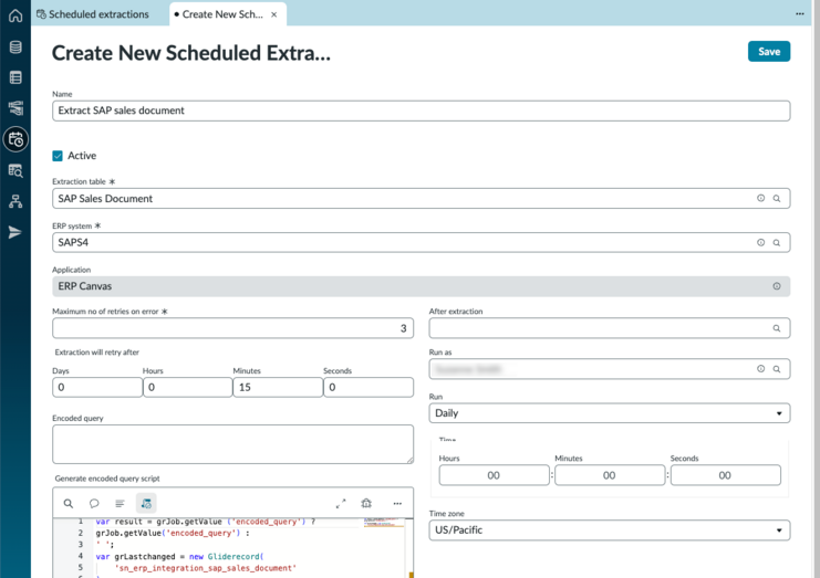New scheduled extraction fields.