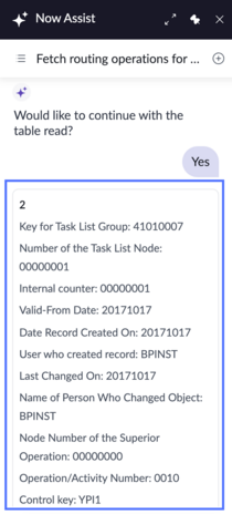 Now assist panel with information retrieved listed.