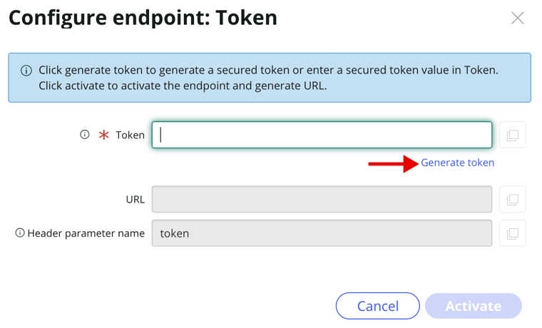 Generate token link.