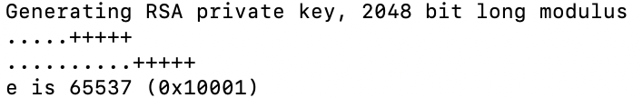 Private key generation message.