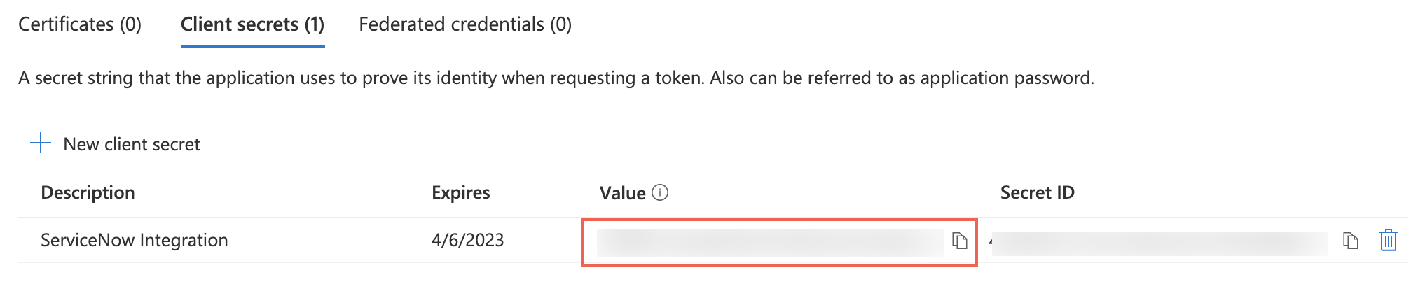 Copy value of client secret.