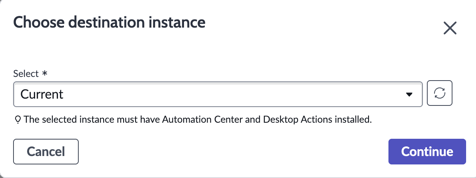 Choose destination instance