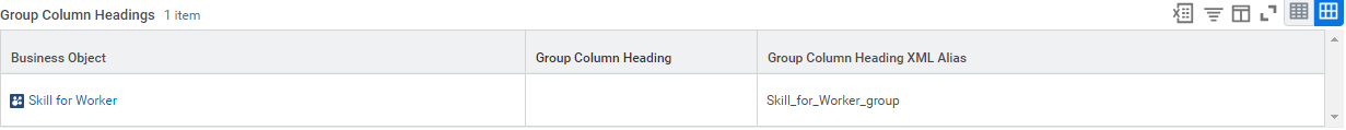 Select the business objects under Group Column Headings.