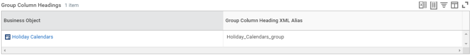 Holiday calendar report.