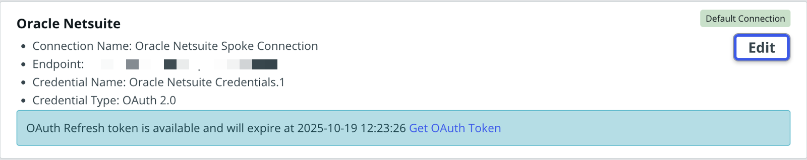 Oracle NetSuite OAuth configuration done.