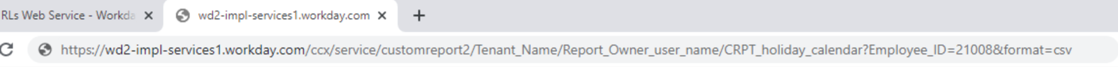 Holiday Calendar report.