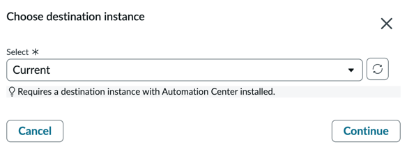 Choose destination instance