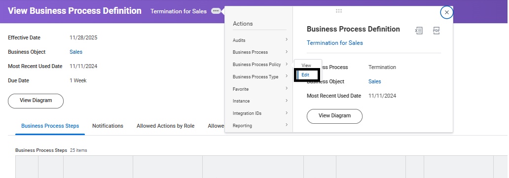 Edit the business process definition.