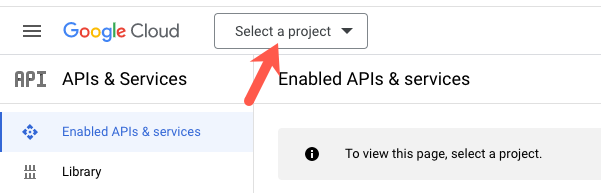 Project creation button on Google Workspace.