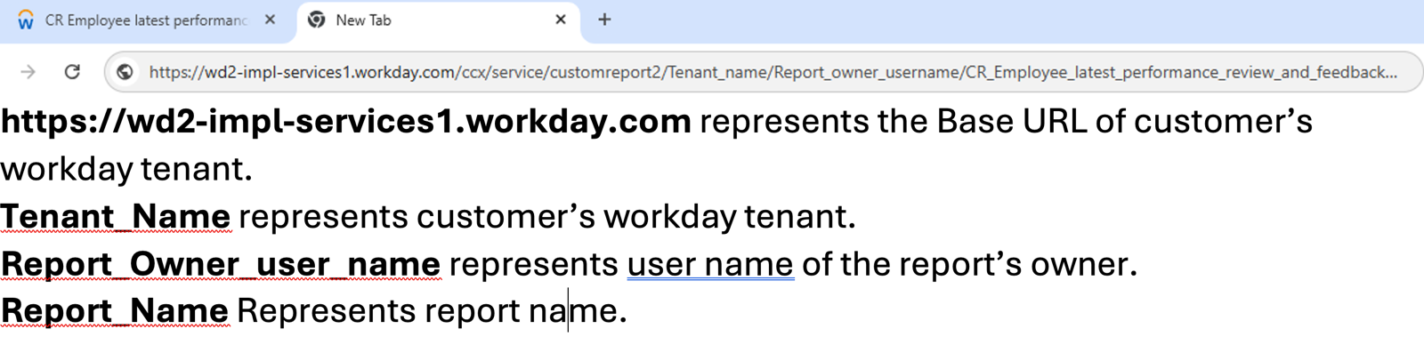 Workday report.
