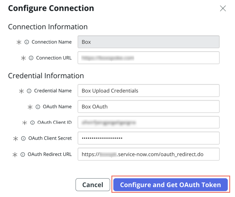 Configure the Box connection.