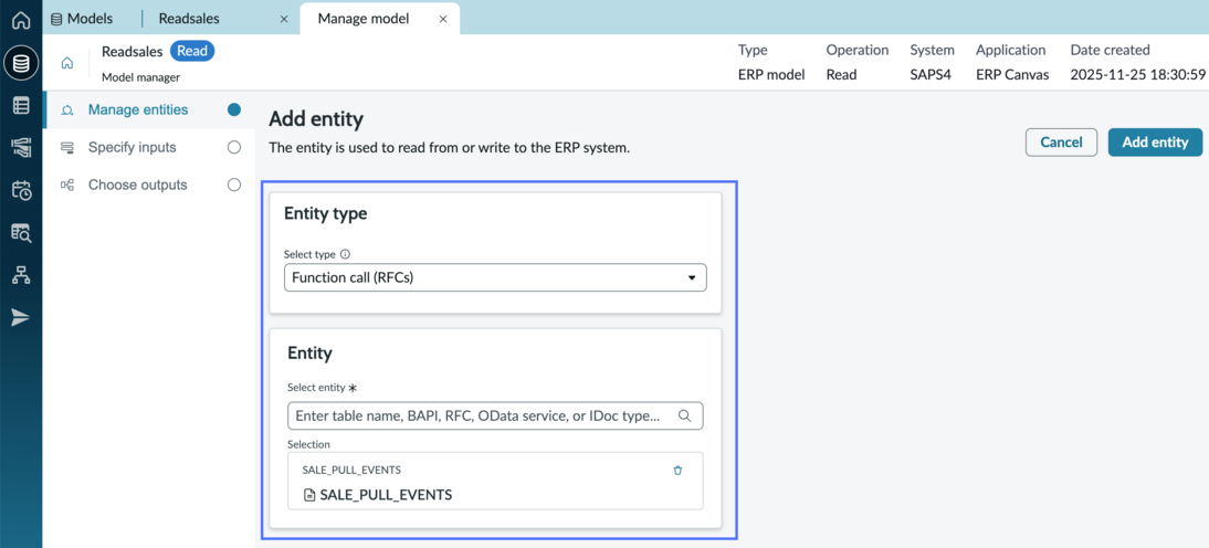 Select the type of entity you're adding and the specific entity.