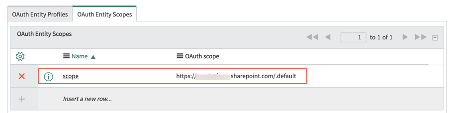Insert the OAuth entity scope record.