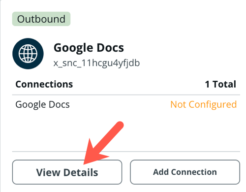 View Details button on Google Docs alias card.