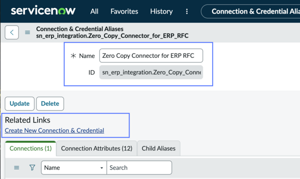 Alias record with name, ID, and related link option highlighted.