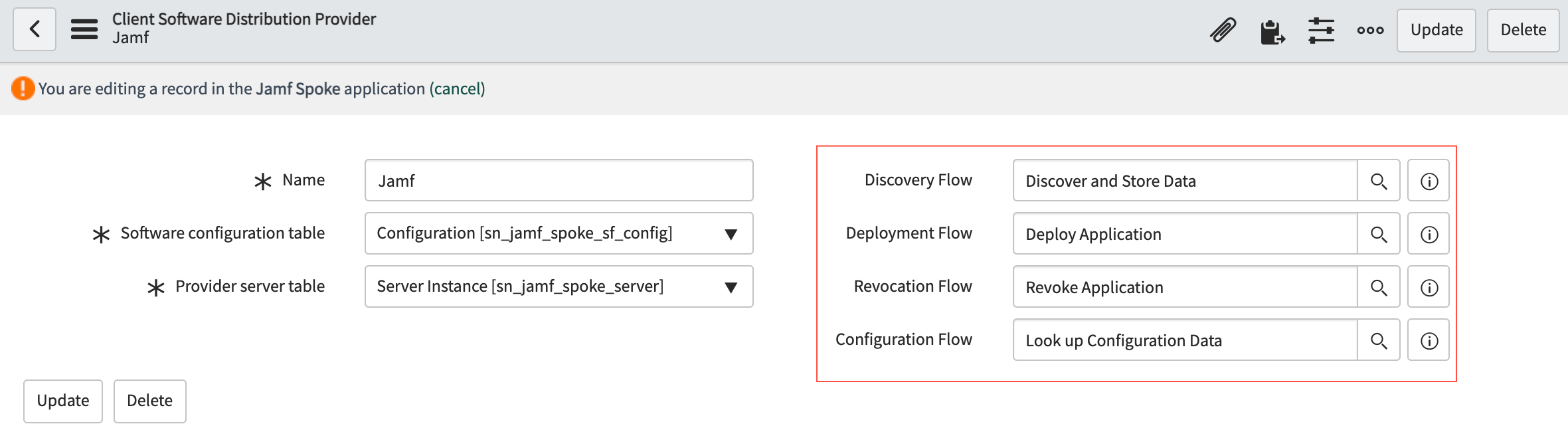 Verify that the flows are configured.