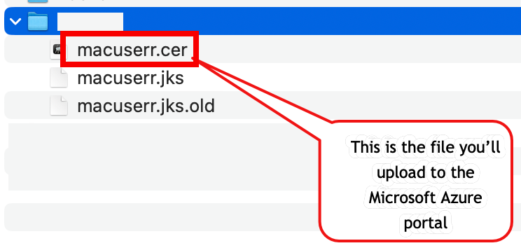 Location of the .cer file.