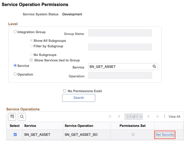 Permissions for the web services.