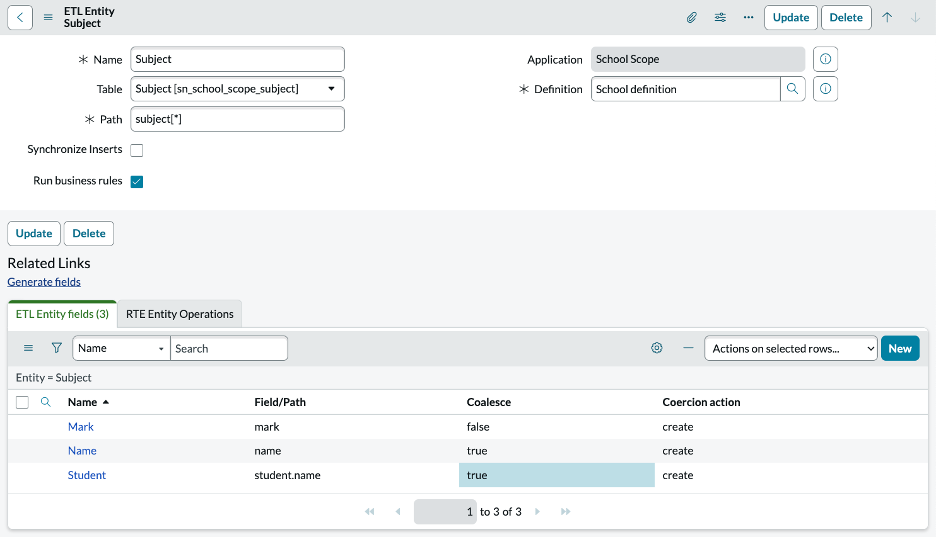 ETL Entity for Subject.
