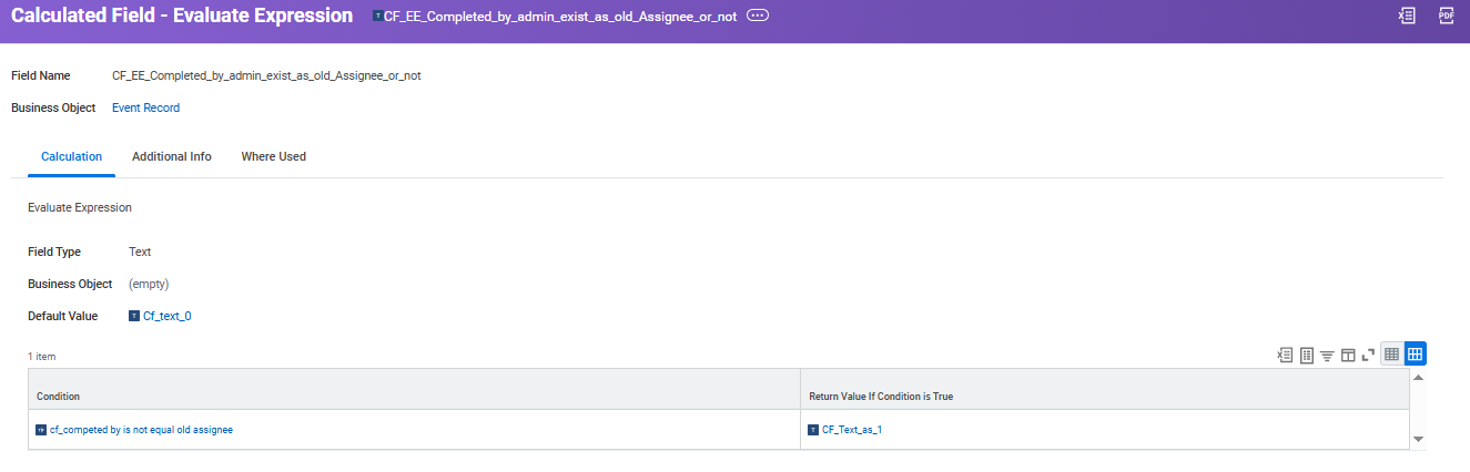 Calculated field named CF_EE_Completed_by_admin_exist_as_old_Assignee_or_not.