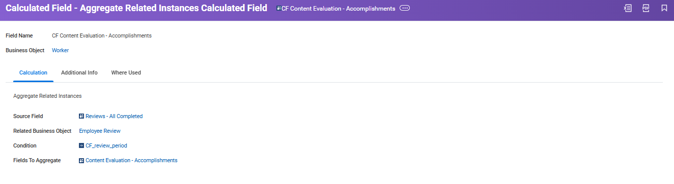 Calculated field of Aggregate Related Instances type example 2