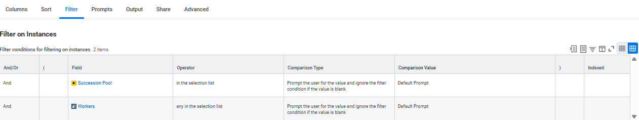 Filter on Instances configuration