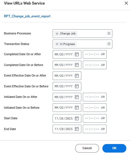 Details for generating report.