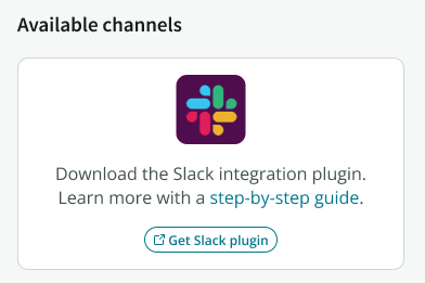 Slack 채널 및 통합의 타일에 플러그인 가져오기 Slack 통제가 표시됩니다.