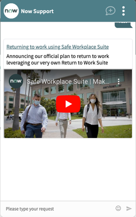 "Safe Workplace Suite를 사용하여 직장 복귀" 헤더와 설명이 있는 비디오 카드