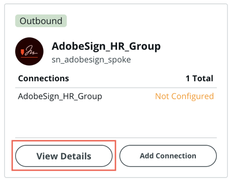 Conexão do spoke do Adobe Sign