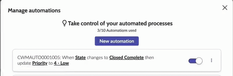 Activer ou désactiver une automatisation.