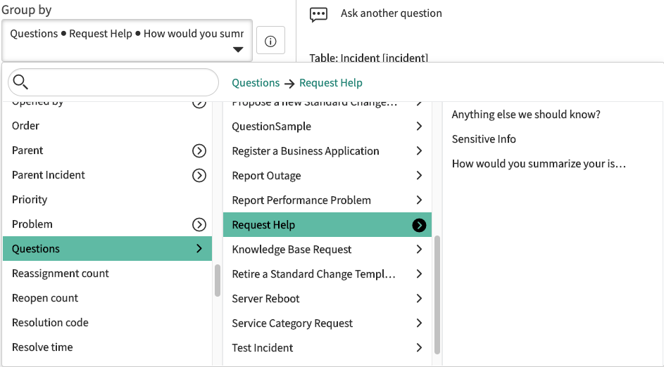 Configure tab > group by or stack by questions