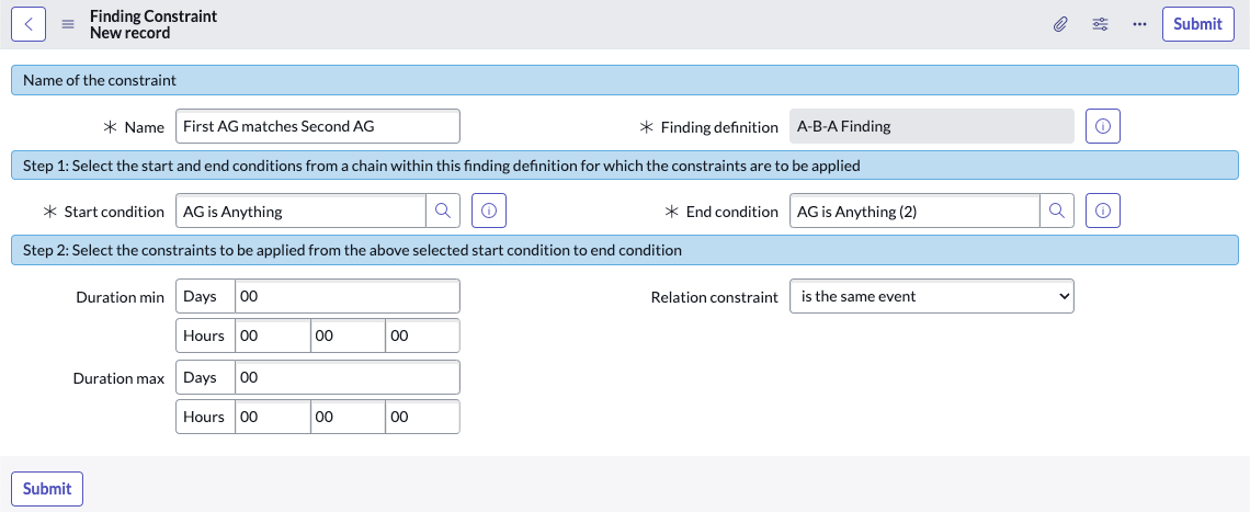 Finding definition record