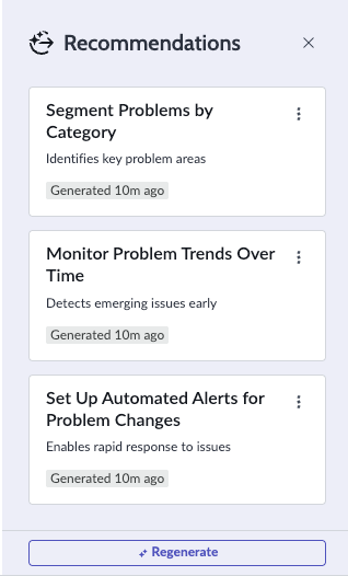 Panel showing generated recommendations.